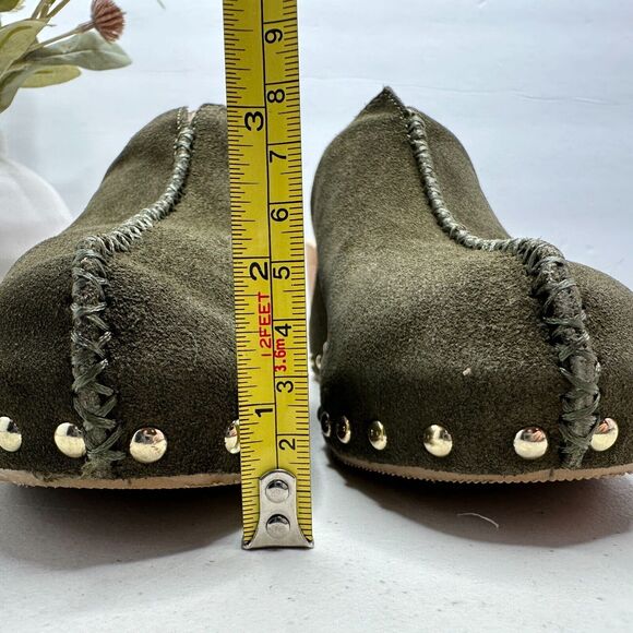 Kelsi Dagger Brooklyn Journal Clogs Suede Mid Heel Olive Women's 6.5 NWB - Picture 6 of 11